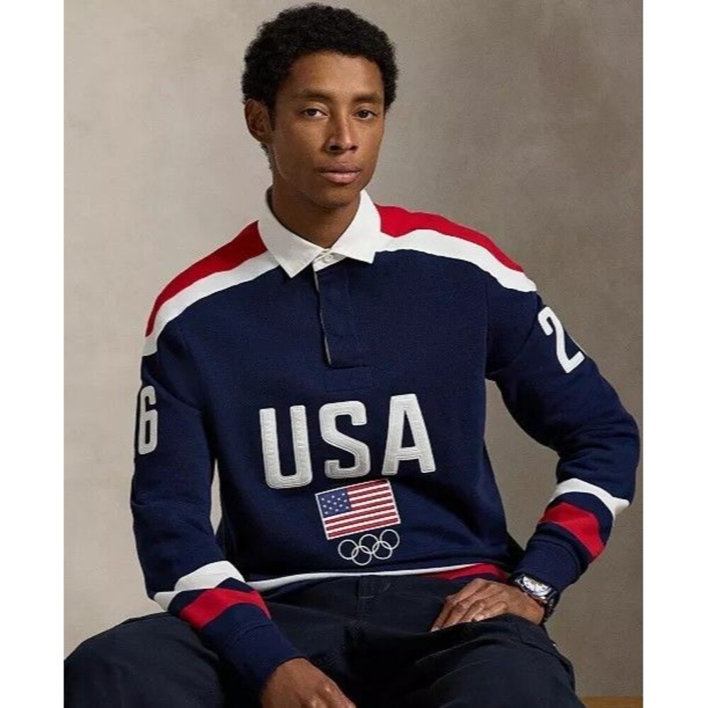 NWT Polo Ralph Lauren Team USA 2026 Sz Medium Mens Heavy Rugby Long Sleeve Shirt - Picture 2 of 9